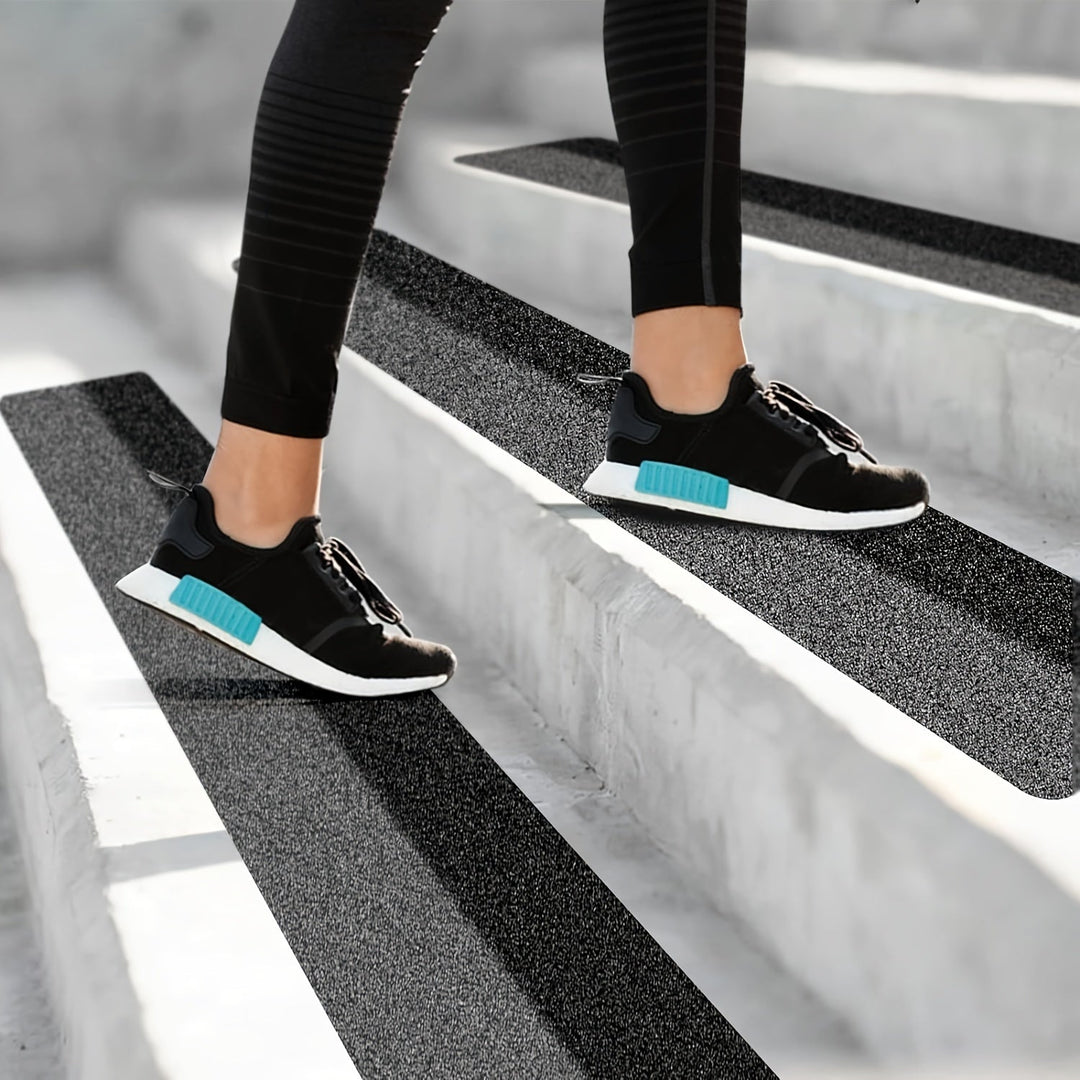 Outdoor safety anti-slip stair treads applied on wooden steps