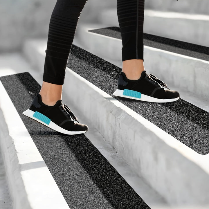 Outdoor safety anti-slip stair treads applied on wooden steps