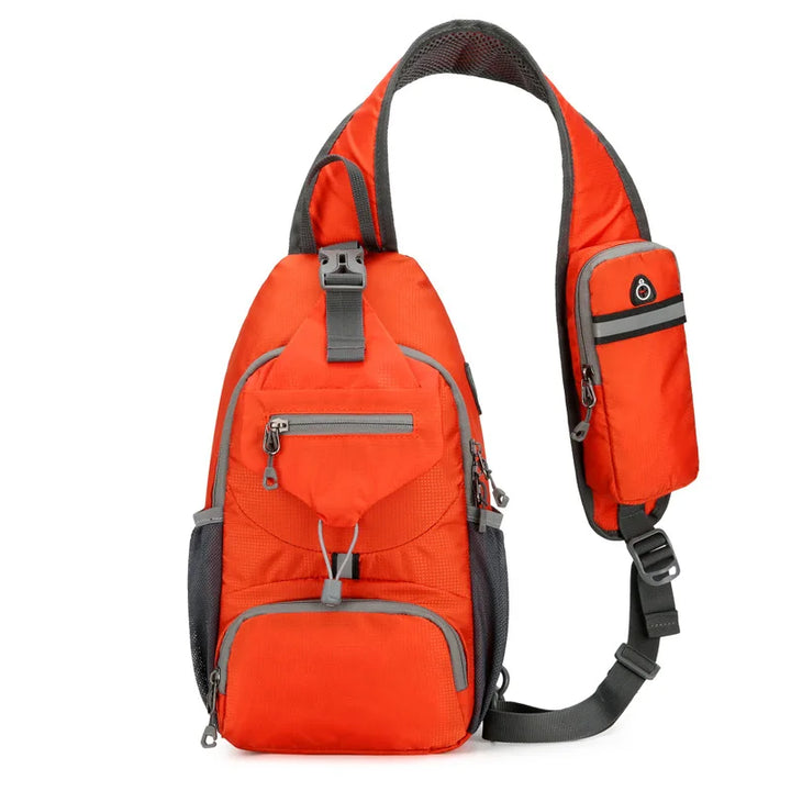 Orange anti-theft waterproof crossbody shoulder backpack with multiple pockets