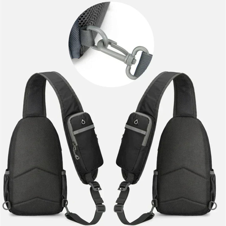 Durable waterproof fabric closeup on anti-theft travel bag