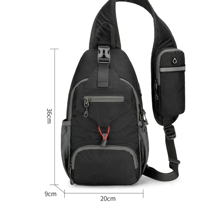 Lightweight crossbody travel bag strap adjustment detail