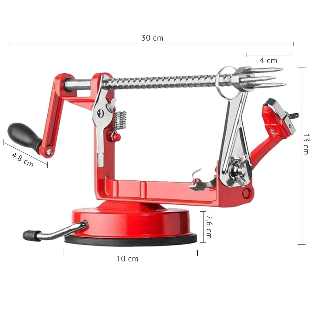 Ergonomic crank handle of the universal apple peeler and corer