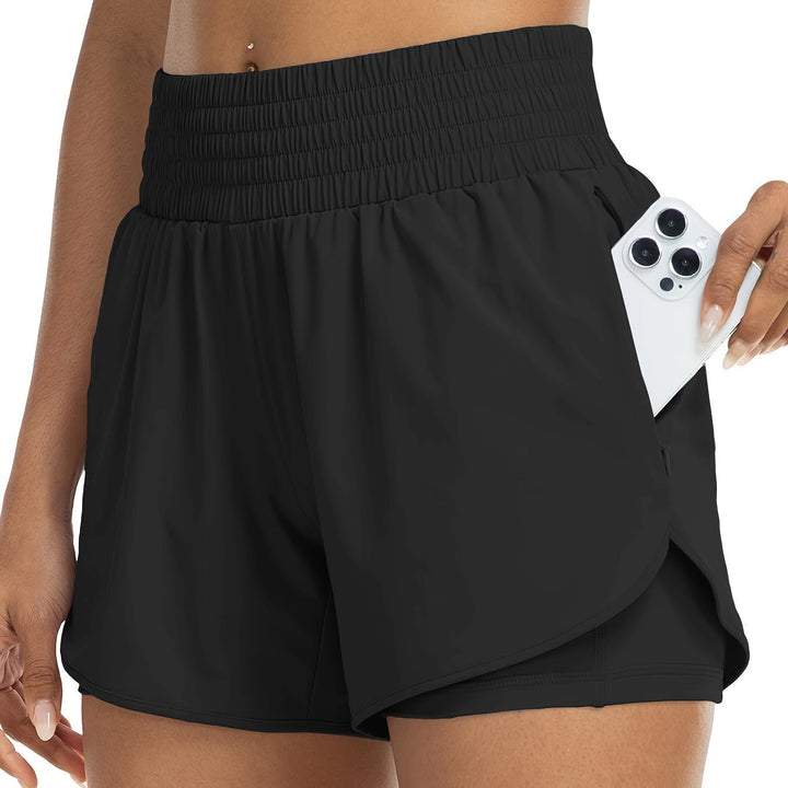 High-waisted fitness shorts in activewear style designed for running