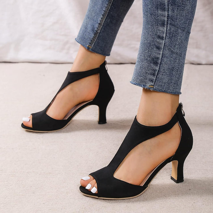Back view of the Arlene heeled sandals for women, displaying the supportive heel structure and strap.