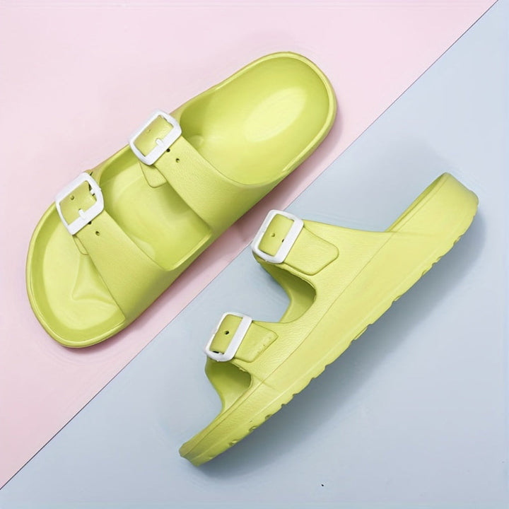 Textured non-slip sole of casual mens slide sandals