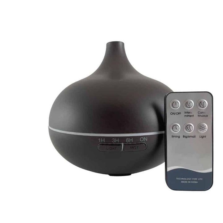 Dark brown wood grain aroma diffuser with remote control
