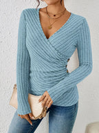 Jane | Women’s Ribbed Wrap Long Sleeve Knit Top