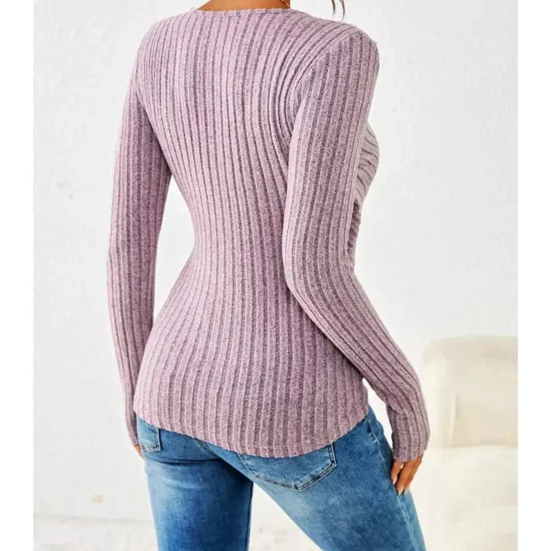 Jane | Women’s Ribbed Wrap Long Sleeve Knit Top