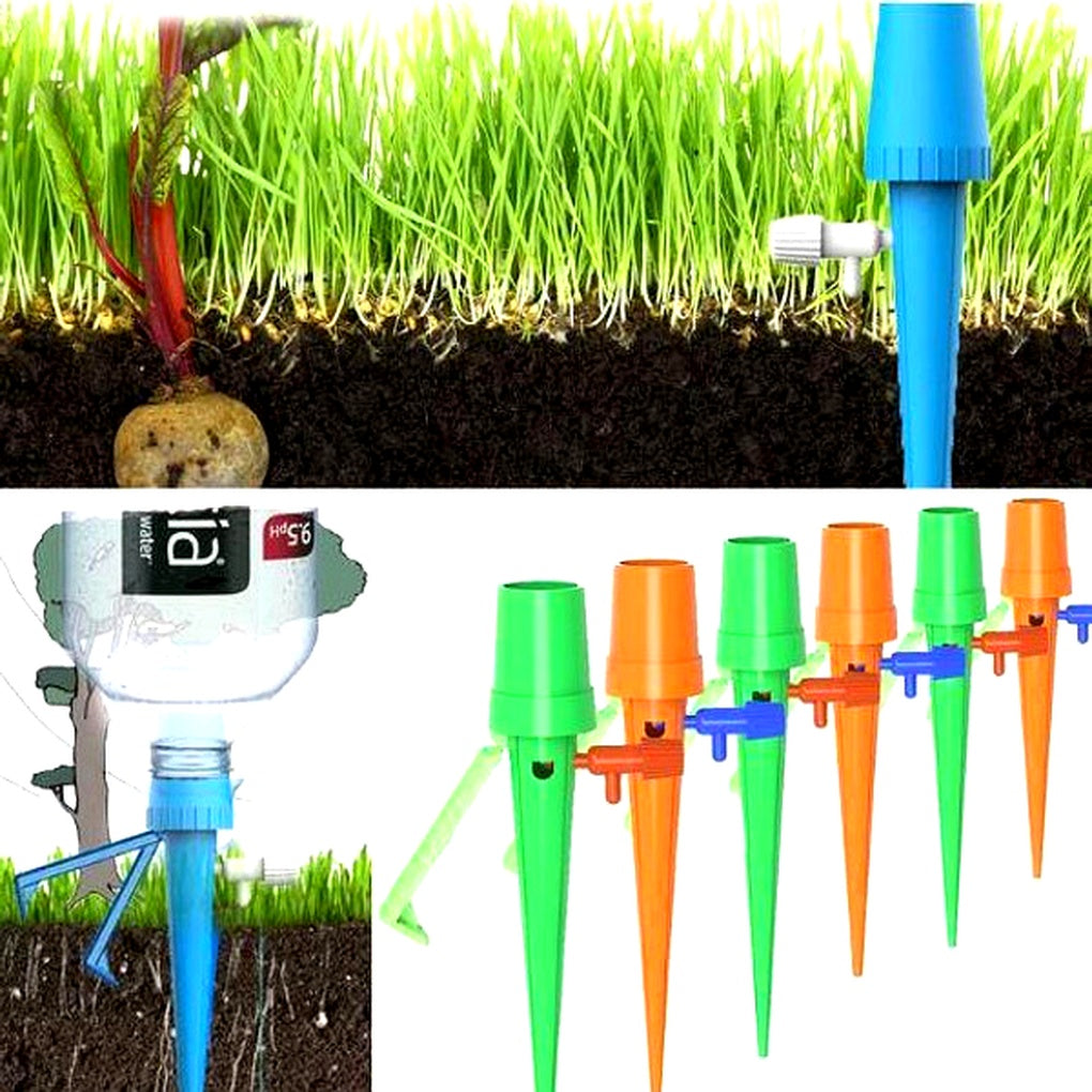 Drip irrigation plant waterer spikes set for potted flowers