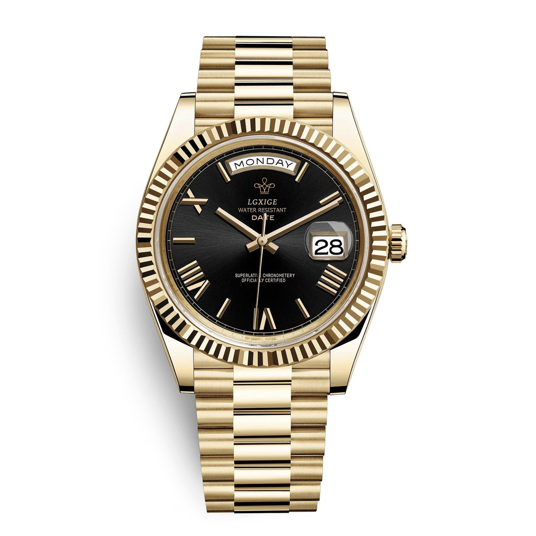 Self-winding mechanical dress watch for men with silver finish