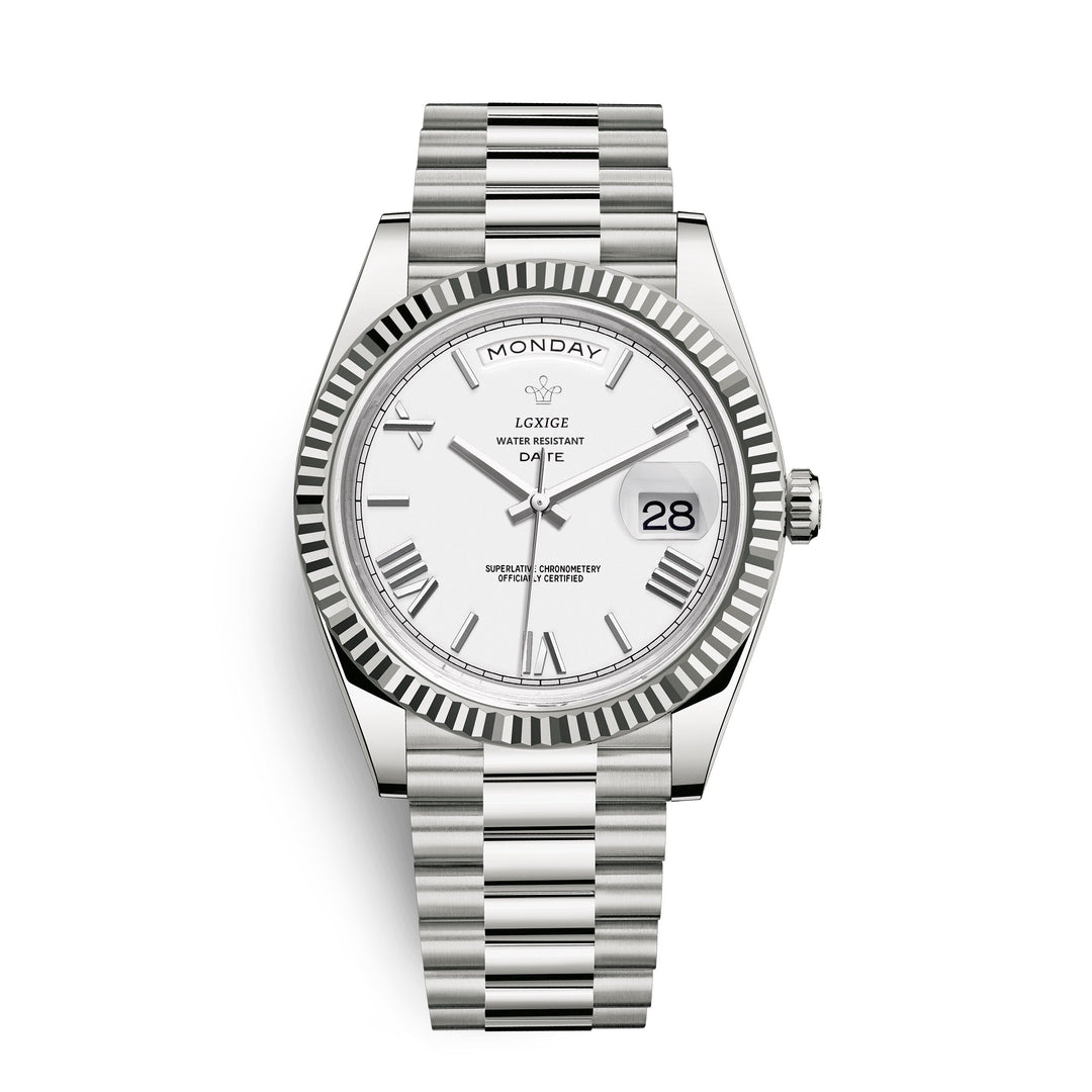 Men's casual watch with automatic movement resting on a surface