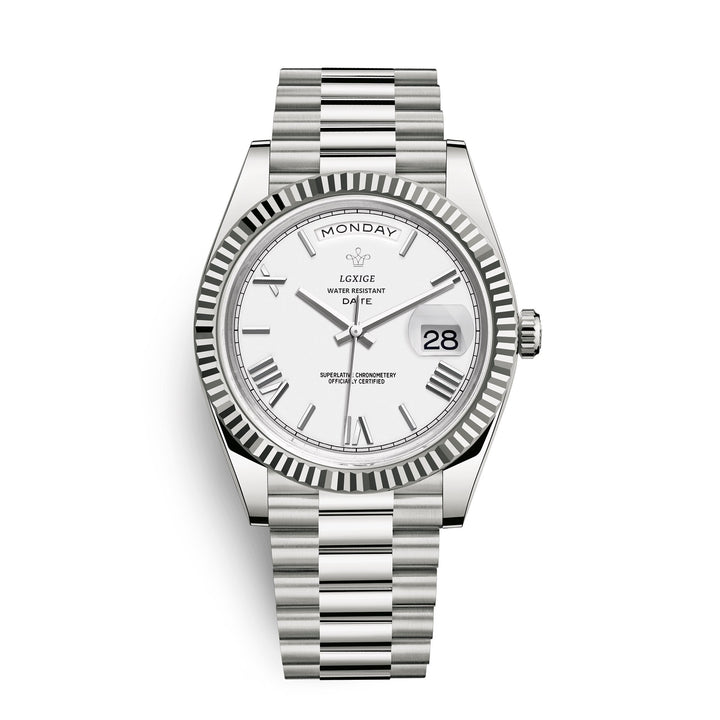 Men's casual watch with automatic movement resting on a surface