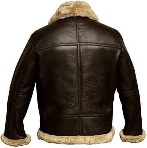 Back view of brown men's aviator winter jacket