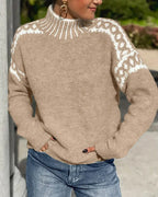Liora | Women’s Contrast Mock Neck Long Sleeve Sweater