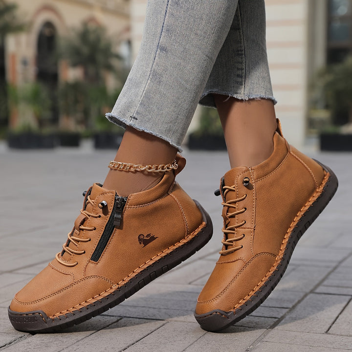 Women's comfortable lace-up ankle sneakers with arch support for walking