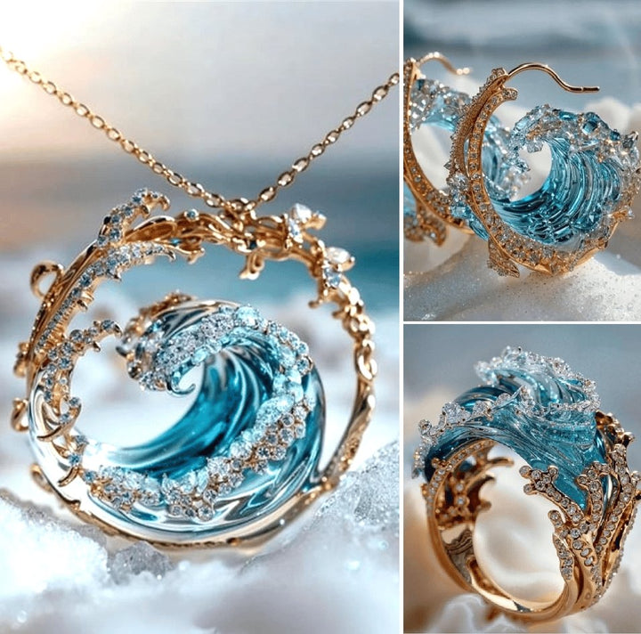 Womens maritime jewelry collection displayed on a soft tray