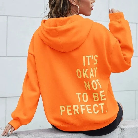 Women's relaxed fit letter print hoodie in casual style