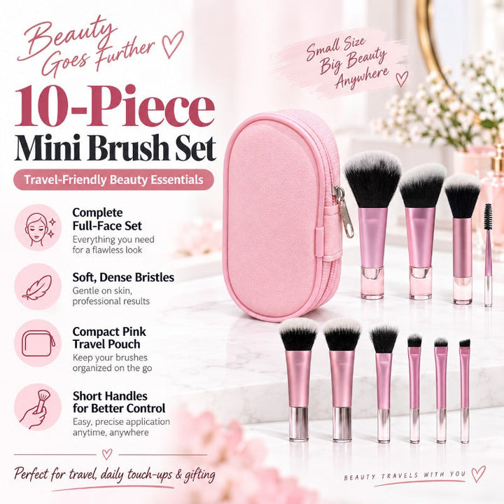 Portable mini travel makeup brushes set with soft synthetic bristles