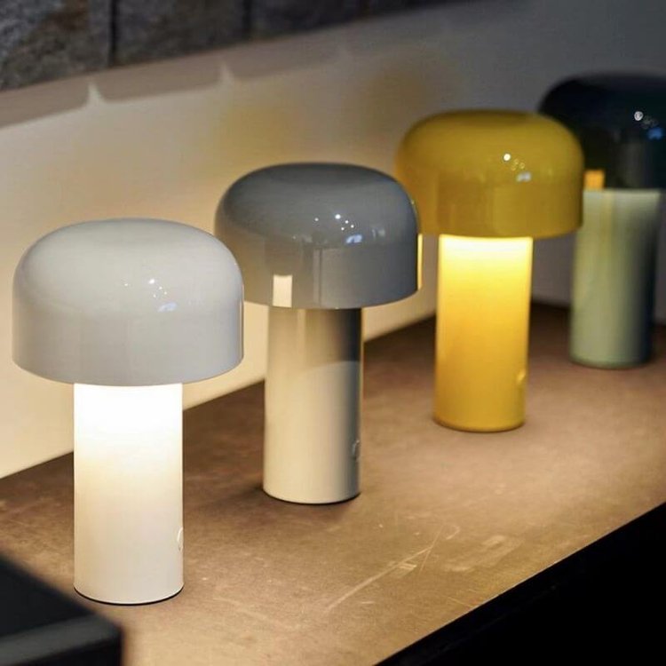 Rechargeable minimalist table lamp USB charging port close up view