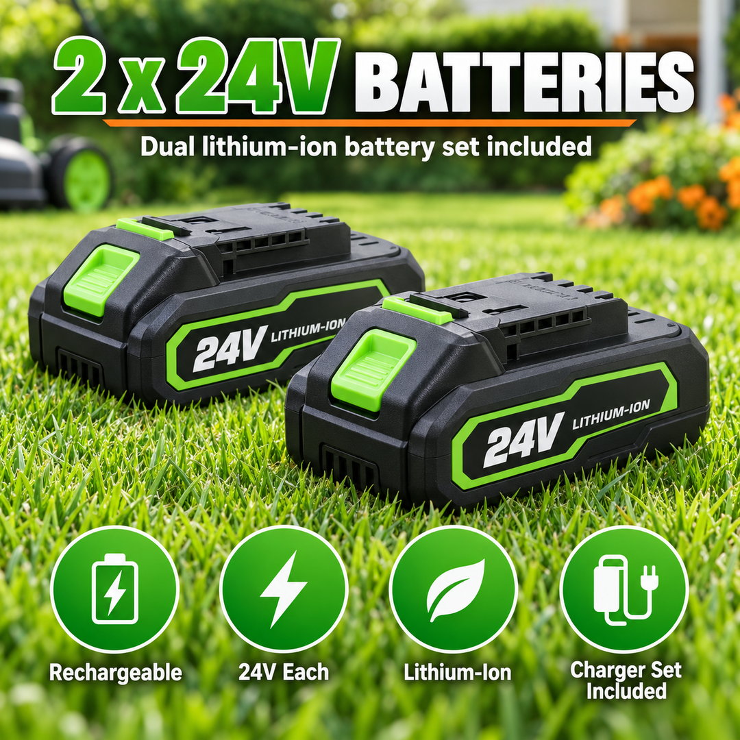 Two 24V lithium-ion batteries for the cordless grass trimmer