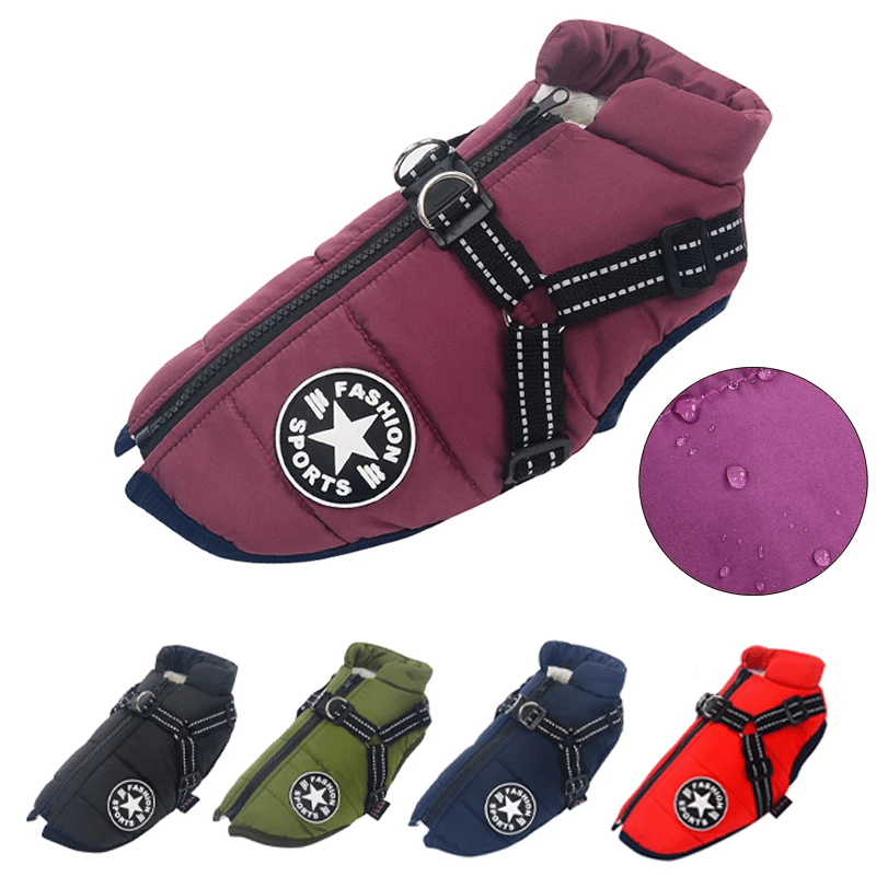 Reflective pet vest and warm dog clothes for cold weather safety