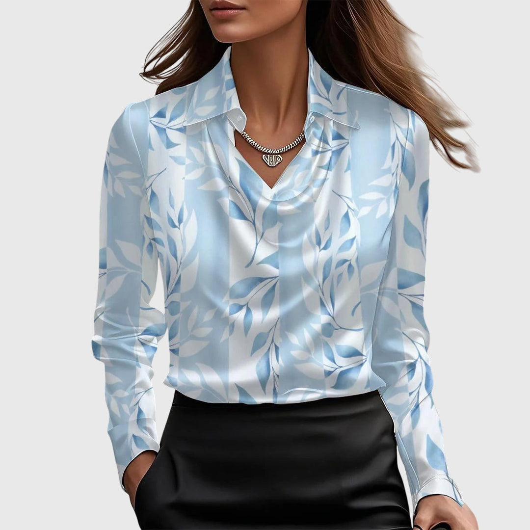 Side view of chic pleated top for women highlighting casual and office wear style