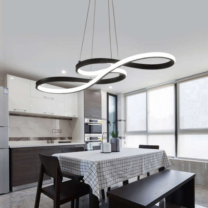 Close-up view of the sleek designer LED ceiling light fixture
