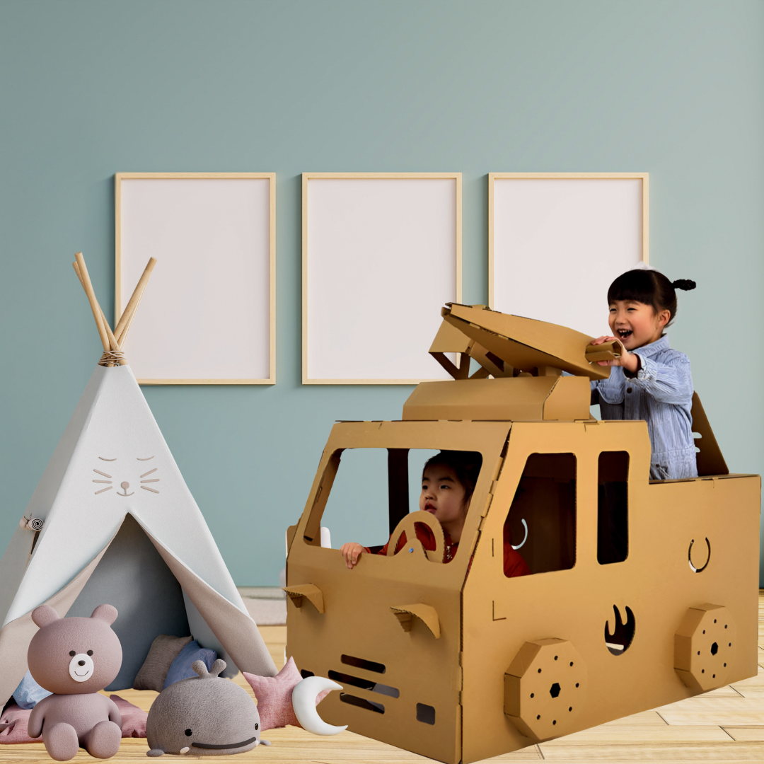 Complete set of kids DIY cardboard building and painting supplies