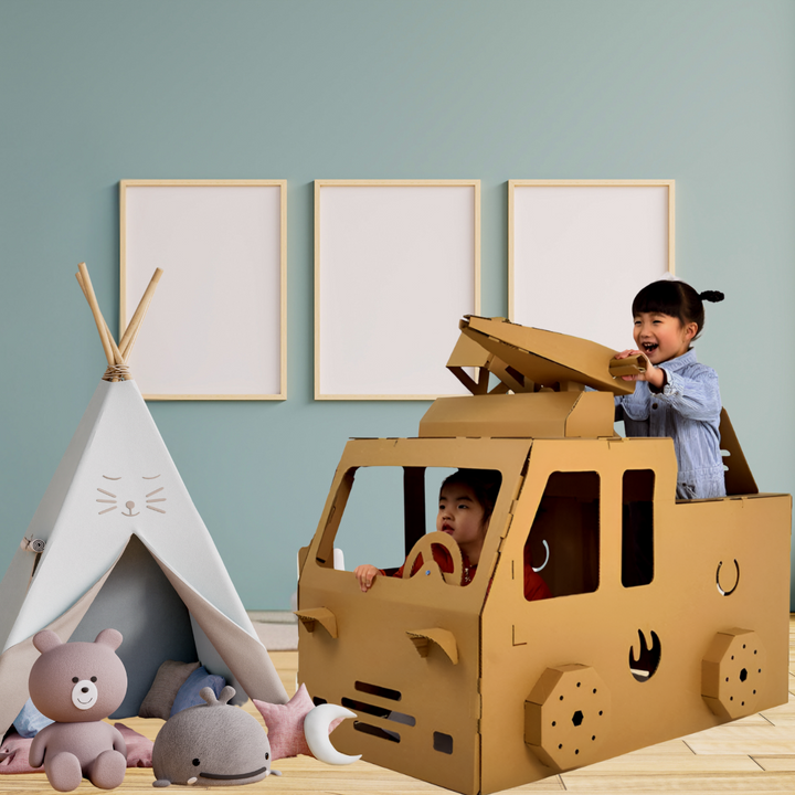 Complete set of kids DIY cardboard building and painting supplies