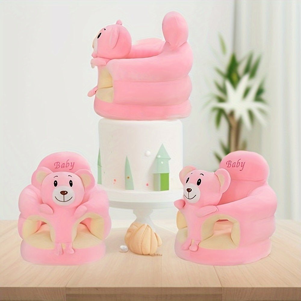 Pink baby chair featuring bear animal theme for nursery