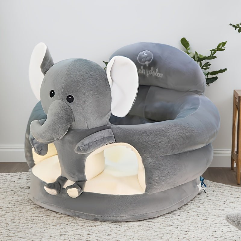 Gray infant support baby chair with elephant design
