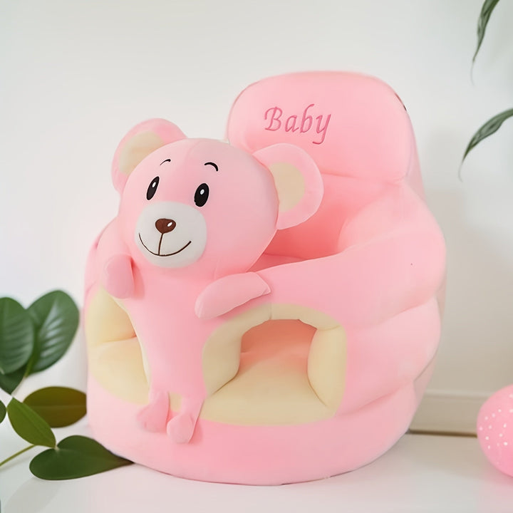 Cozy sitting aid for babies with plush animal design and supportive backrest for infants