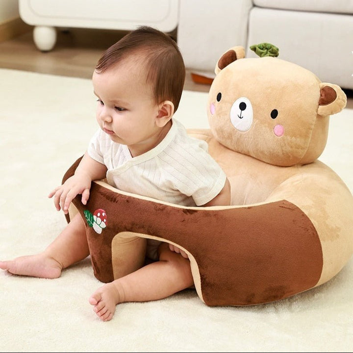 Portable infant chair and sitting support seat shown from an angled perspective