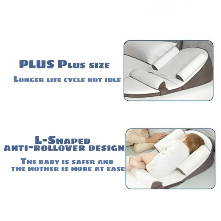Close-up of breathable baby sleep positioner and nursery accessory pillow