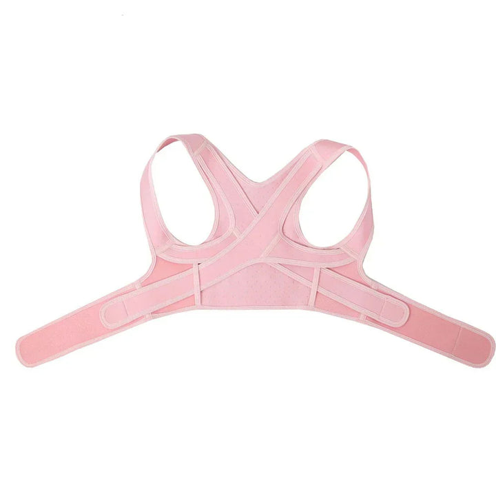 Pink ergonomic back posture corrector layout view