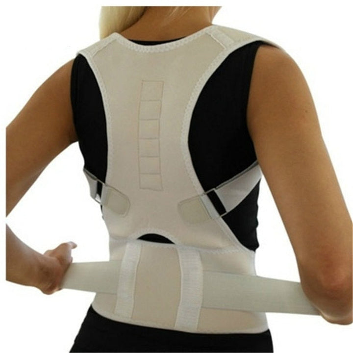 Close-up of lumbar support brace featuring magnetic therapy for spine alignment and wellness.