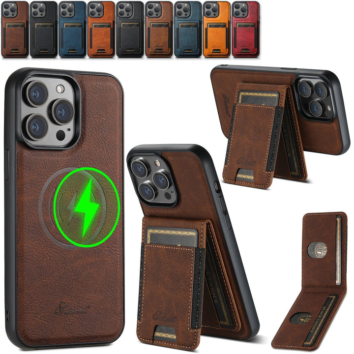 Magnetic leather phone cover supporting fast wireless charging