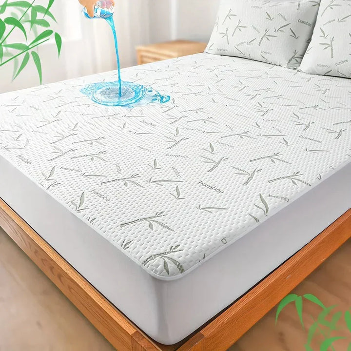 Adjustable green cooling mattress sheet showing breathable fabric texture