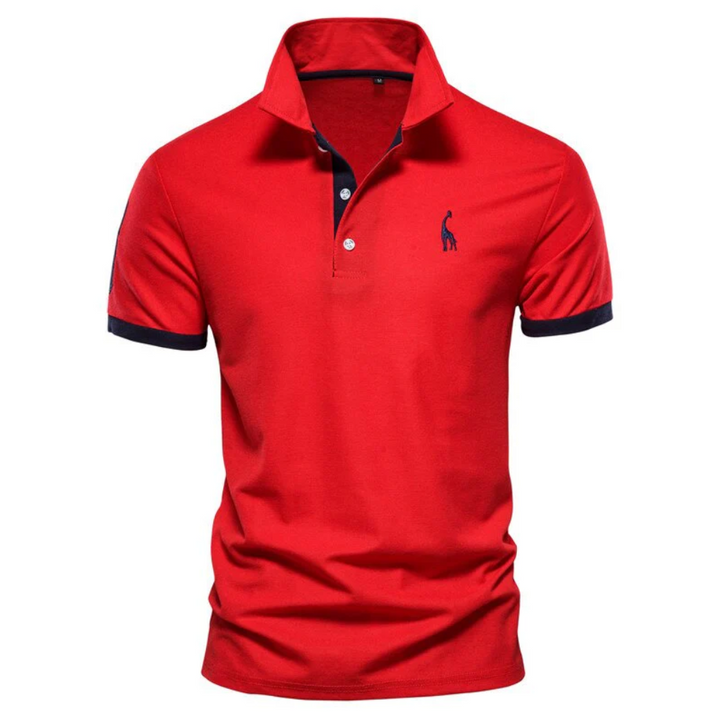 Classic men's polo shirt featuring stylish contrast trim detail on collar and sleeves