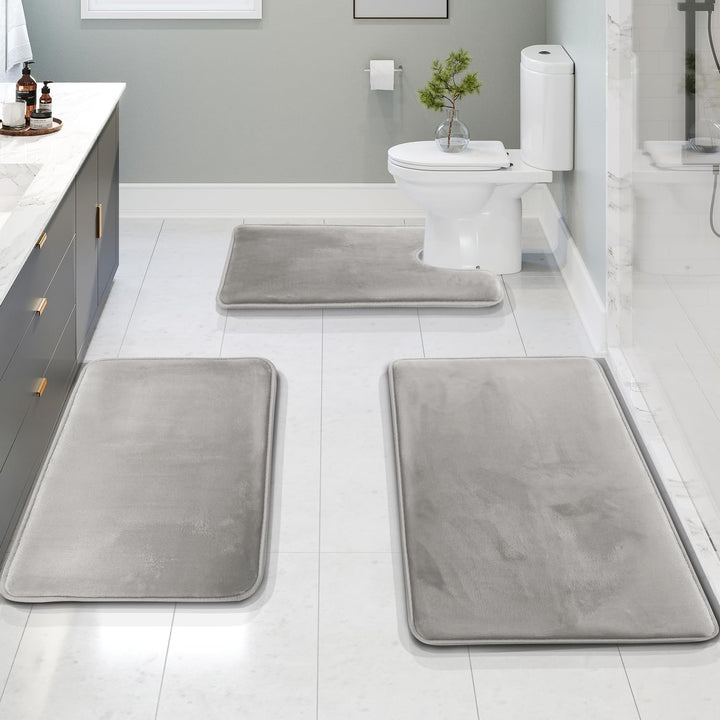 Soft and absorbent 3-piece bath rug set designed for modern bathroom decor.