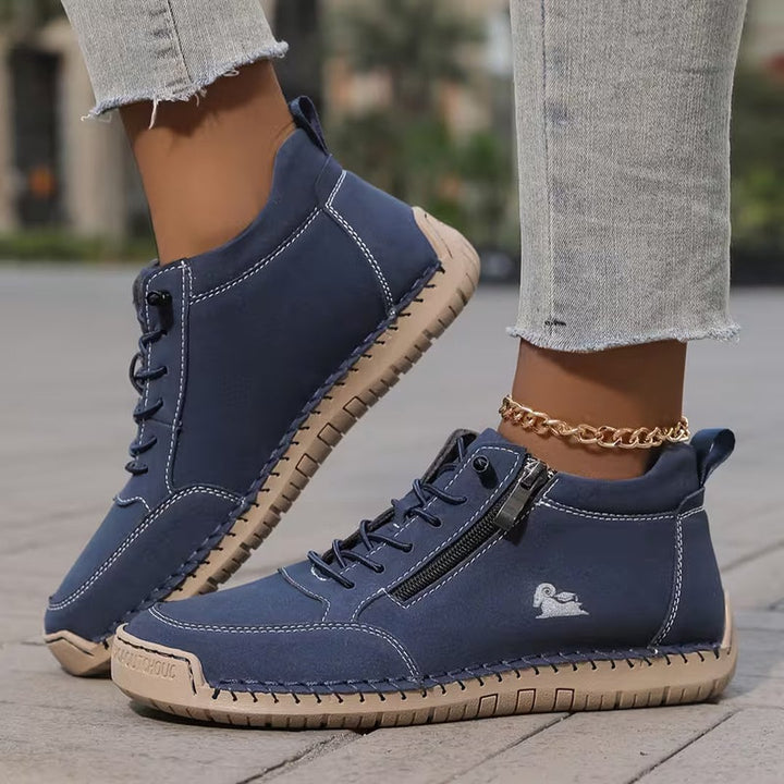 Ergonomic heel counter design detail in women's orthopedic shoes