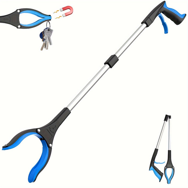 Mobility aid reacher grabber showing rotating jaw mechanism