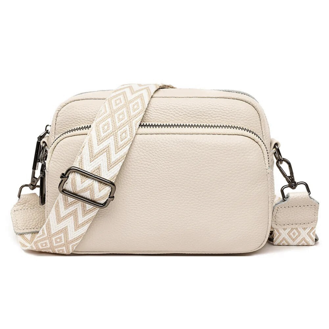 Brightly lit studio shot of the premium leather handbag