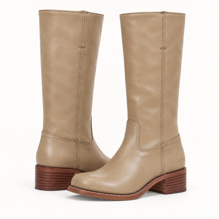 Trendy women's footwear tall boots styled with a classic block heel