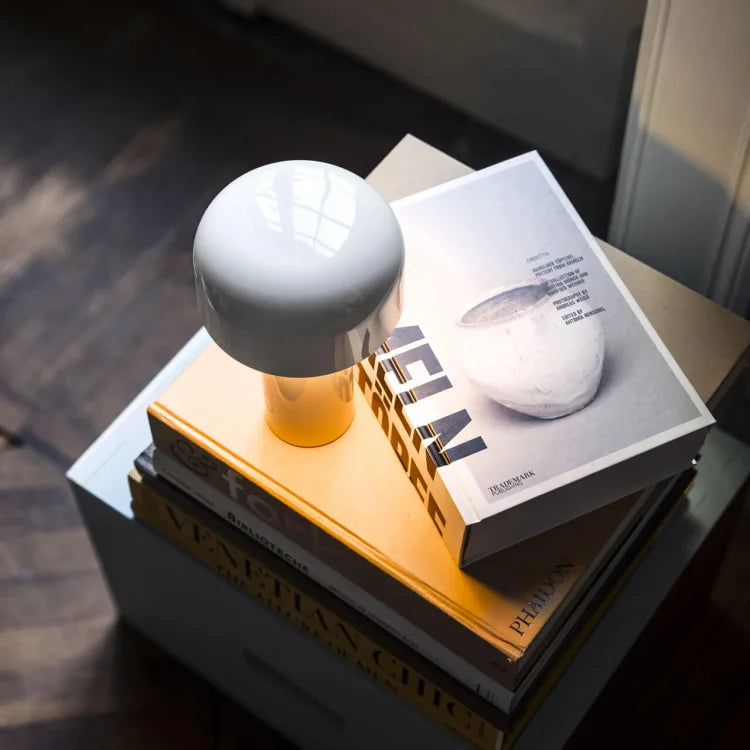 Bottom view of the portable cordless lamp showing anti-slip silicone pad