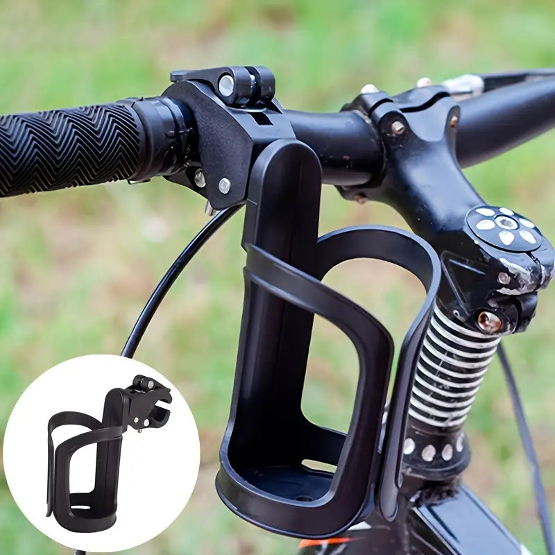 Universal bike bottle holder attached securely to bicycle handlebars