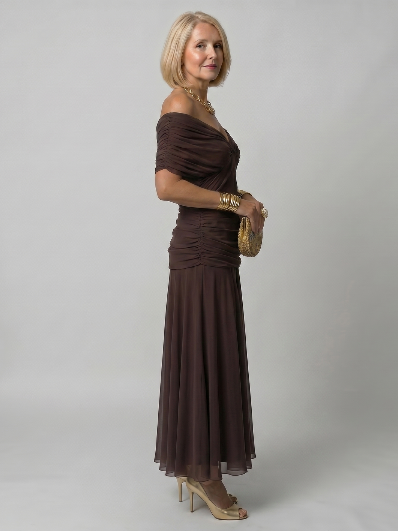 Summer floral midi dress with V neck and soft ruched accents