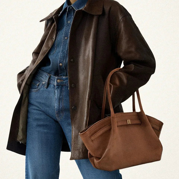 Stylish everyday purse featuring secure zipper closure for safe storage
