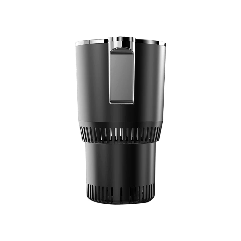 Black smart heating and cooling car cup front view