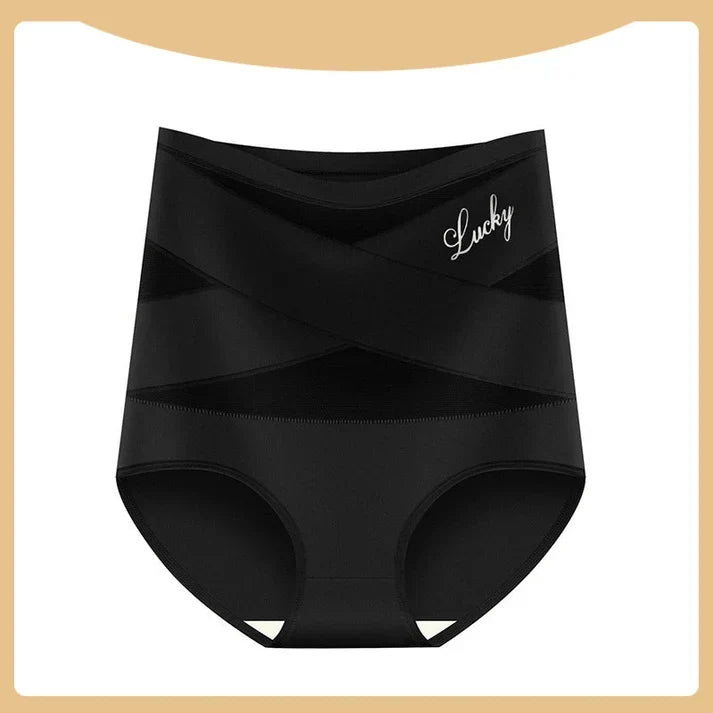 Womens seamless high-waist sculpting brief in nude, front view body shaper